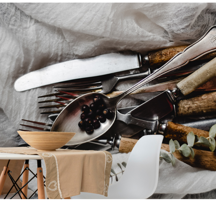 fototapeta do kuchyne súbor vintage riadu - Tenstickers