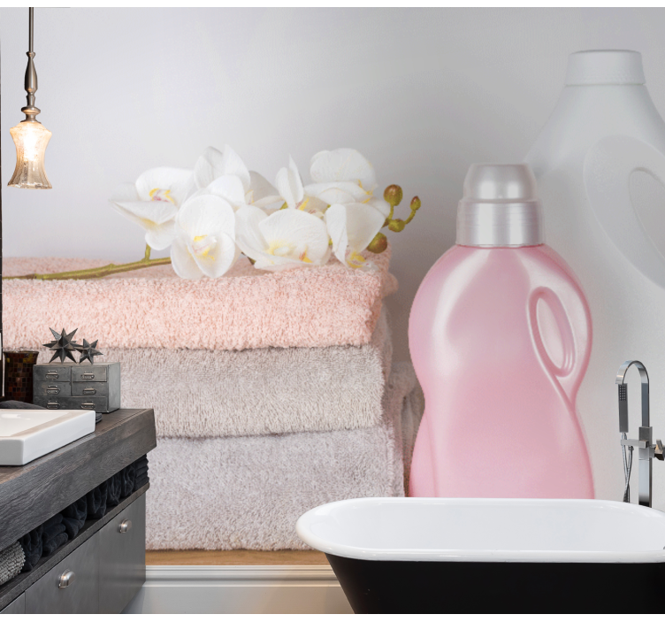 fototapeta do kúpeľňe usporiadanie mäkkých uterákov - Tenstickers