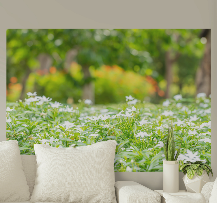 Fototapeta kvety bohaté biele kvety - Tenstickers