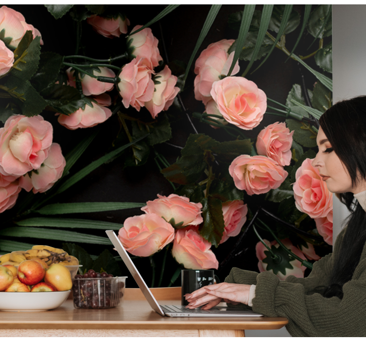 fototapeta kvety jemné ružové ruže - Tenstickers