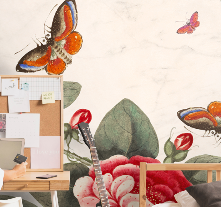 Fototapeta kvety lietajúce hmyz a kvety - Tenstickers