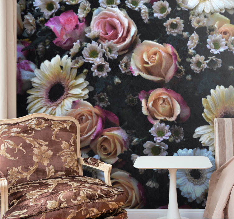 Fototapeta kvety ruže a margarétky - Tenstickers