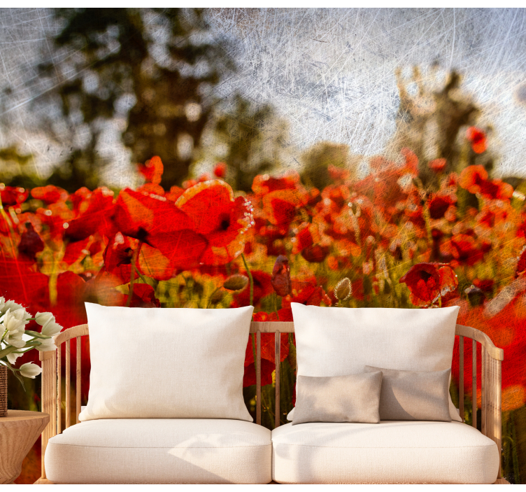 Fototapeta mak v rozkvete makového poľa - Tenstickers