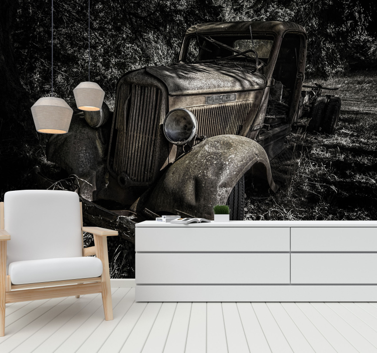 fototapeta moto hrdzavý starožitný nákladný automobil - Tenstickers