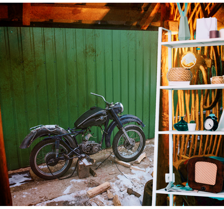 fototapeta moto klasická motocyklová scéna - Tenstickers