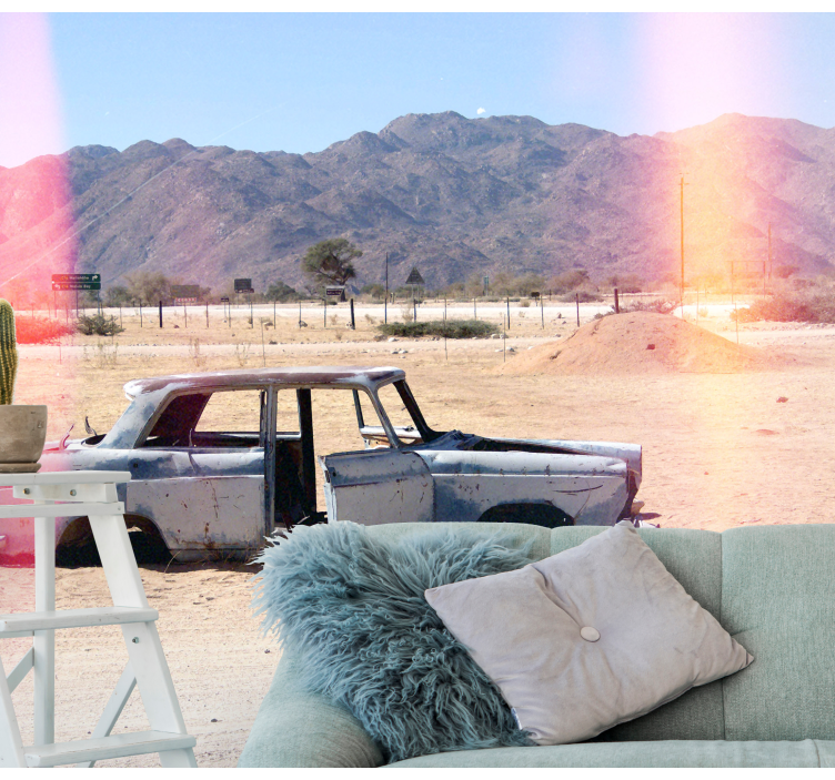 fototapeta moto opustené klasické auto - Tenstickers