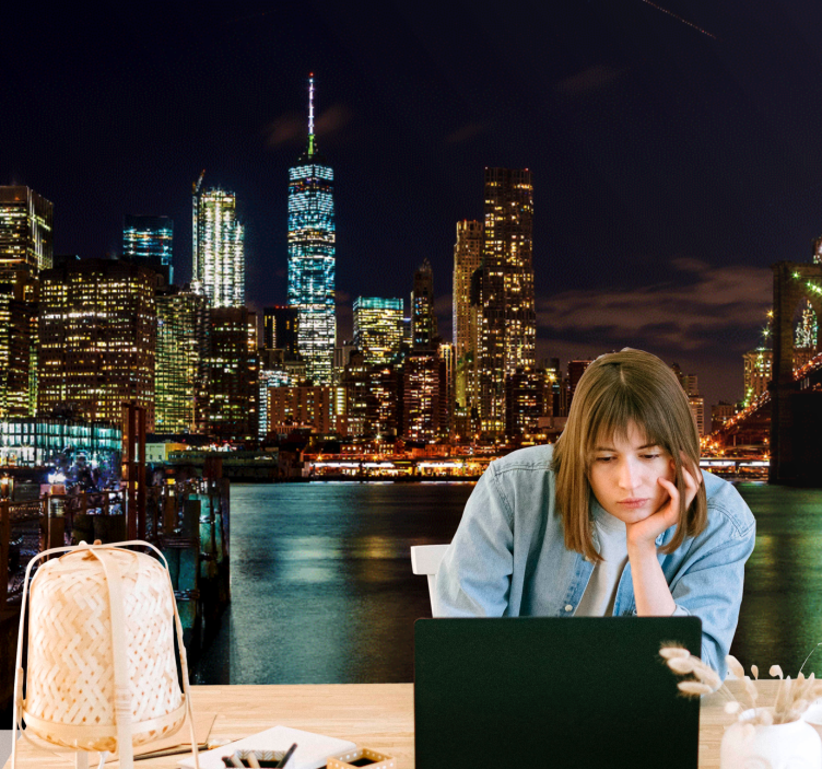 Fototapeta new york nočná panoráma manhattanu - Tenstickers