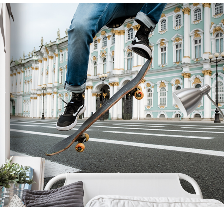 fototapeta rôzne mestá a krajina skateboardista v pohybe - Tenstickers