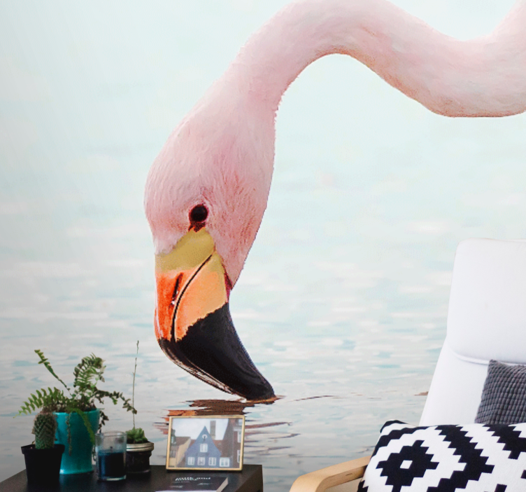 Ružový plameniak hlava dizajn chodba nástenná fototapeta - Tenstickers