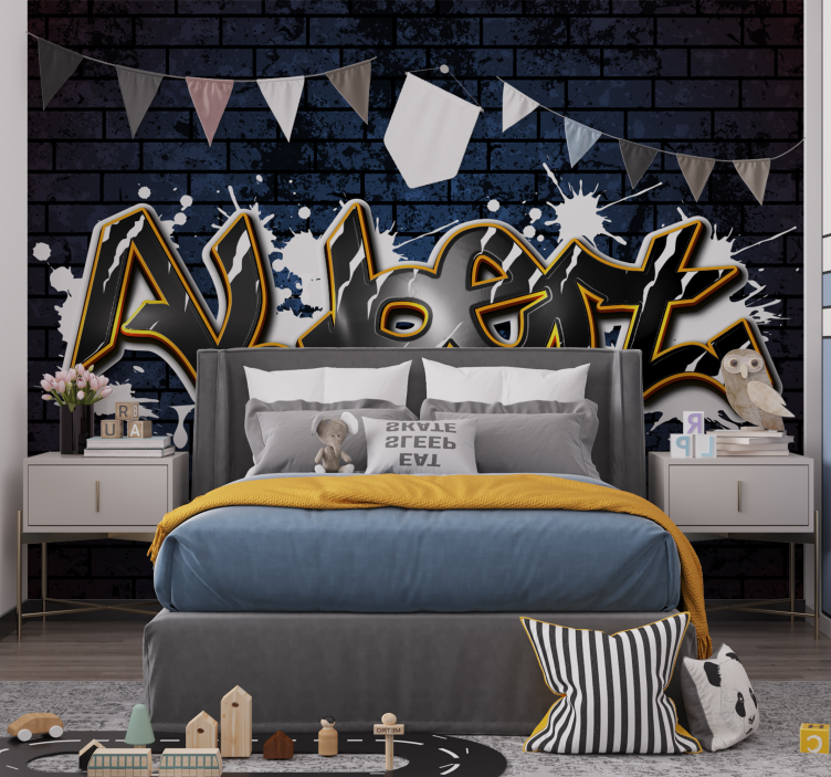 fototapeta do izby teenagera tehlová stena s menom - Tenstickers