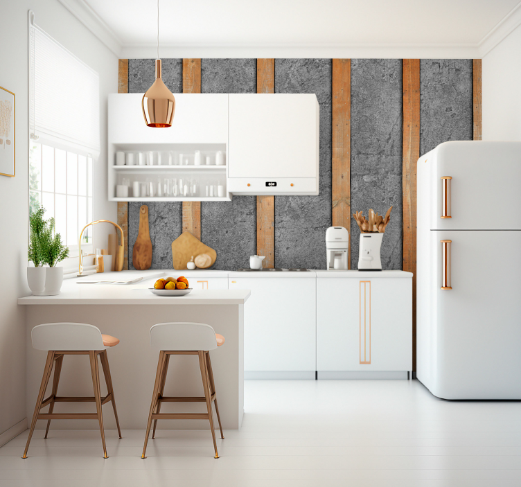 fototapeta drevo drevené dosky na betóne - Tenstickers