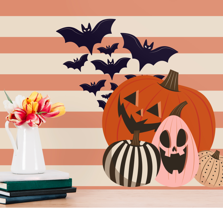 Fototapety halloween s jack-o-lanternmi a netopiermi - Tenstickers