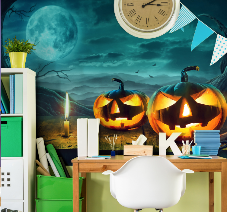 Fototapety halloween žiarivé tekvicové tváre - Tenstickers