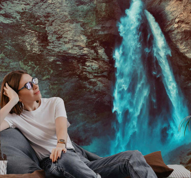 Fototapety hory veľkolepá perspektíva vodopádu - Tenstickers