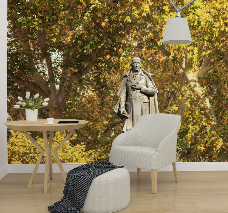 fototapety ľudia socha medzi listami - Tenstickers