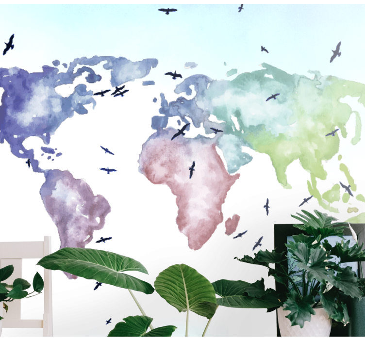 fototapety mapa sveta farebná svetová mapa - Tenstickers