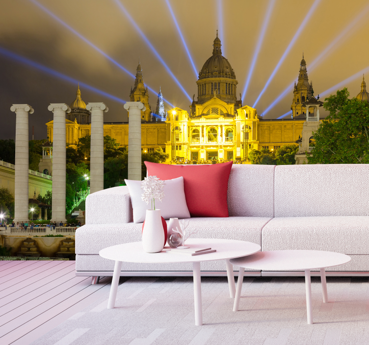 fototapety na stenu mesta barcelonské nočné svetlá - Tenstickers