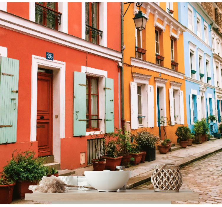 fototapety na stenu mesta farebné parížske fasády - Tenstickers