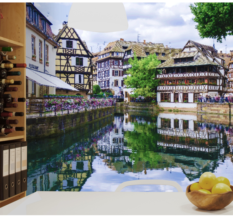 fototapety na stenu mesta očarujúca dedinka na brehu rieky - Tenstickers