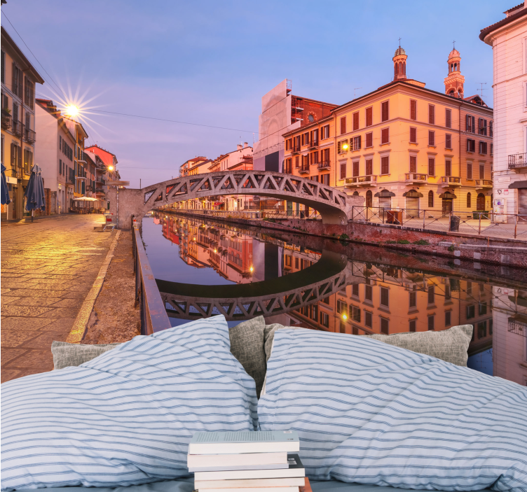 Fototapety na stenu mesta odraz kanála v miláne - Tenstickers