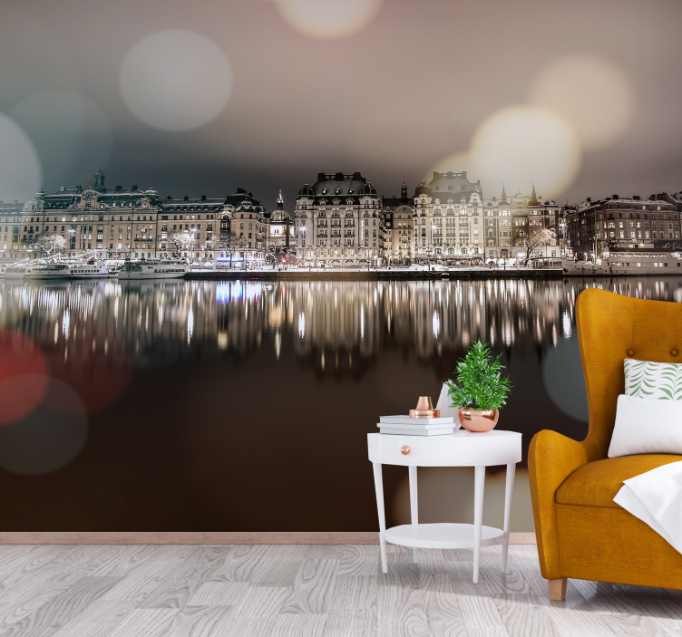 fototapety na stenu mesta odraz pôvabného mesta - Tenstickers
