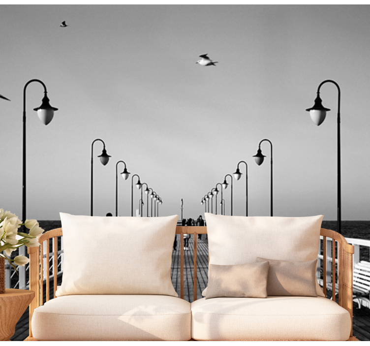 fototapety na stenu mesta prechádzka po prímorskom móle - Tenstickers