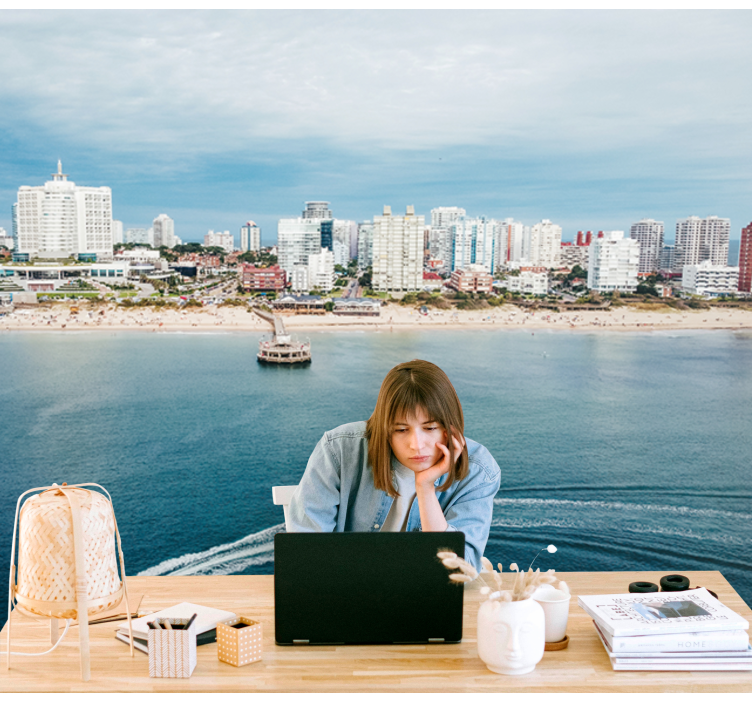 fototapety na stenu mesta výhľad na pobrežné mesto - Tenstickers