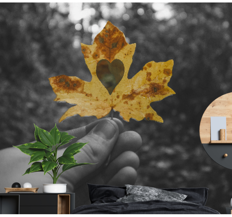 fototapety na stenu priroda list v tvare srdca - Tenstickers