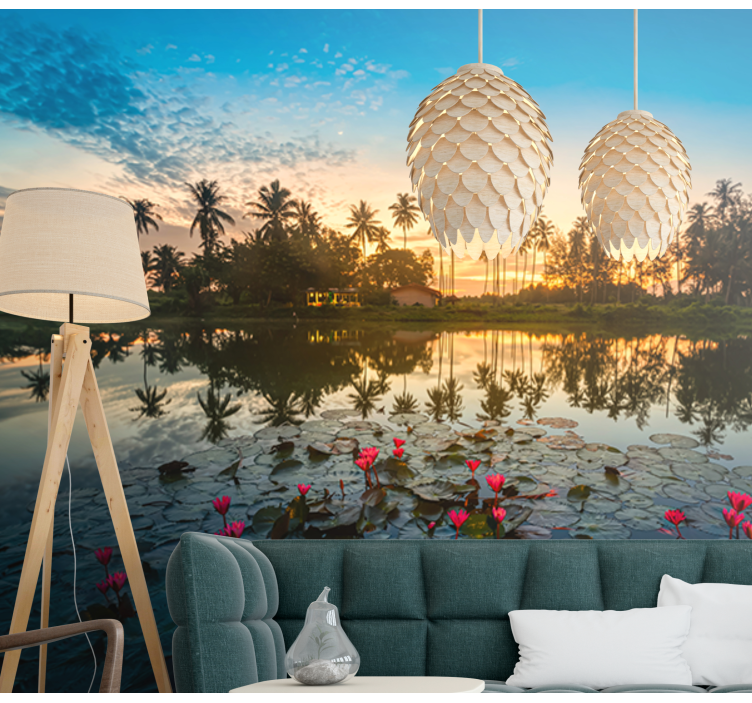 fototapety na stenu priroda pokojný odraz lotosu - Tenstickers