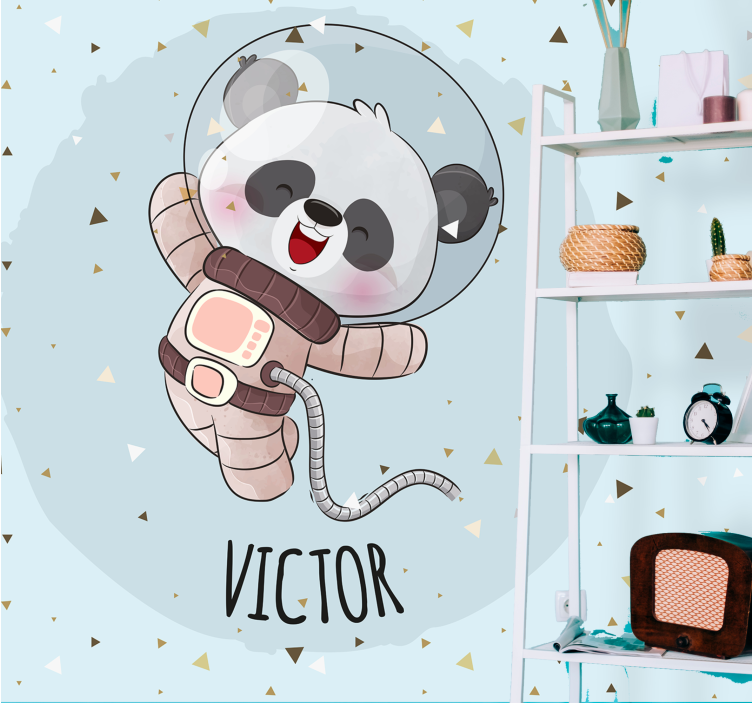 Fototapety so zvieratami Šťastná astronautka panda - Tenstickers