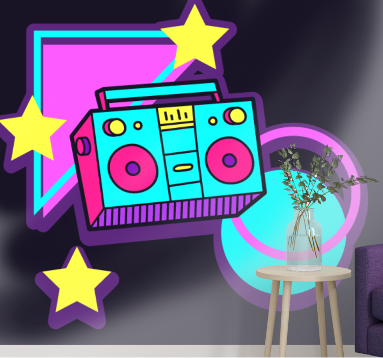 Hudobne fototapety retro boombox prvky - Tenstickers