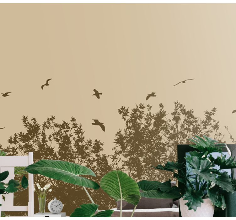 Jarné kvety s vtákmi fototapeta - Tenstickers