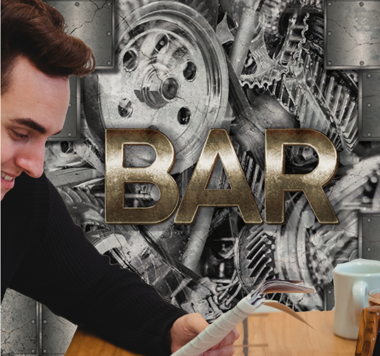 Kovová priemyselná barová tabuľa moderná fototapeta - Tenstickers