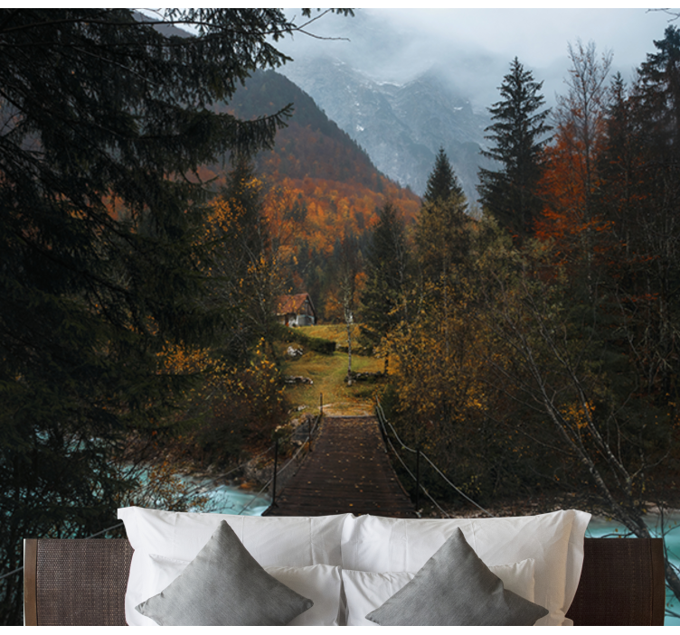 krajinka fototapety drevený mostný chodník - Tenstickers