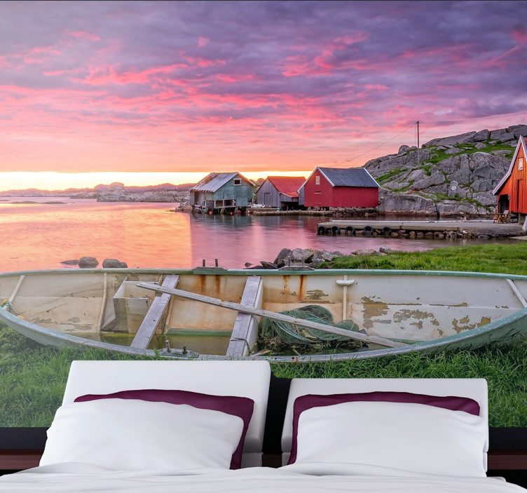 Krajinka fototapety malebná pobrežná dedina - Tenstickers