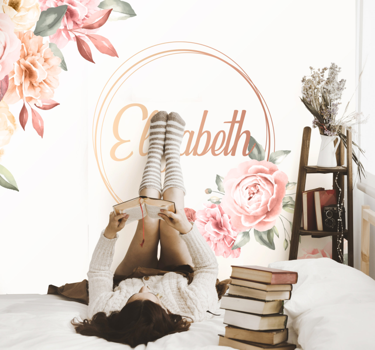 Kvetina rám s menom fototapeta na mieru - Tenstickers