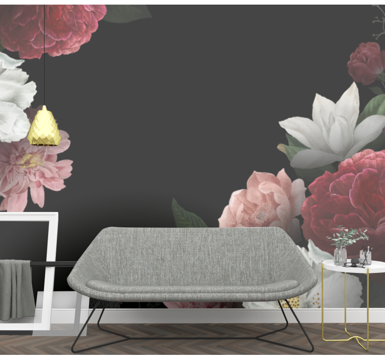 Kvety na čiernom pozadí fototapeta - Tenstickers