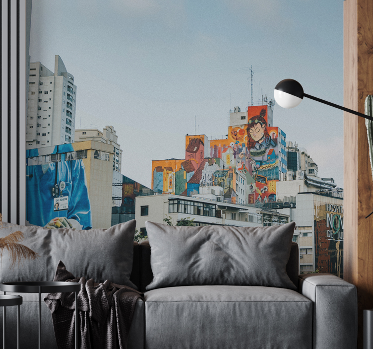 mestské umenie fototapety farebná mestská nástenná maľba - Tenstickers