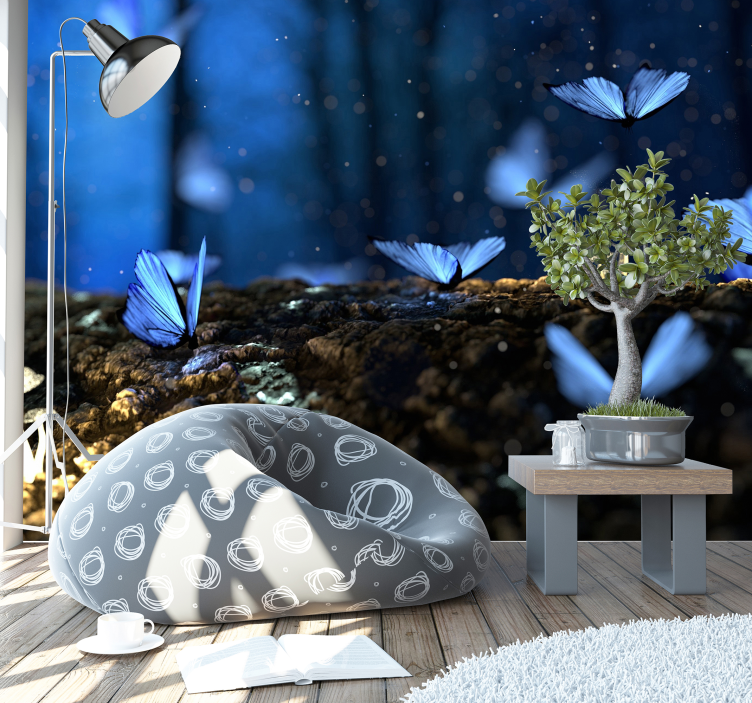 Modrá motýľ na stenu - Tenstickers