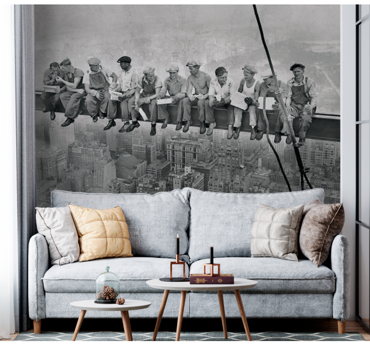 Muži na vrchole mrakodrapu vinobranie fototapeta - Tenstickers