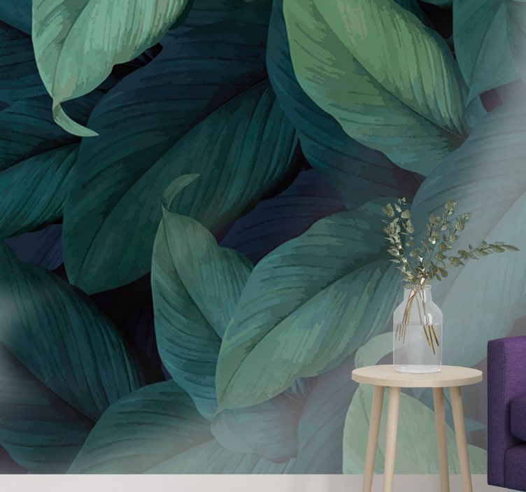 Obrovské zelené listy hlboký vzor fototapeta - Tenstickers