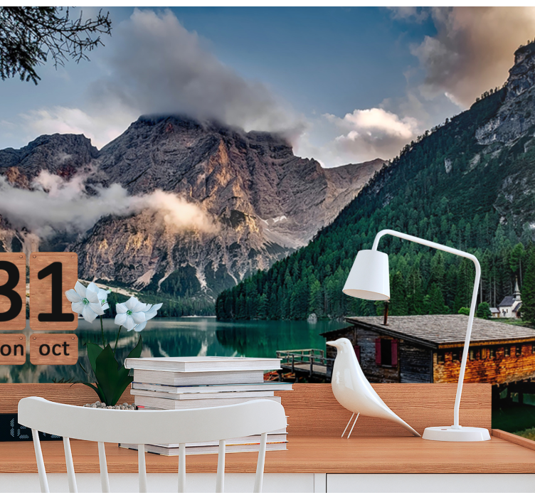 Pekný dom v horách kancelárska fototapeta - Tenstickers