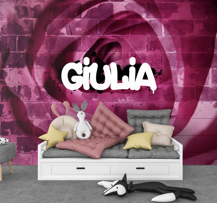 Personalizovaná kvetinová graffiti nástenná maľba na mieru - Tenstickers