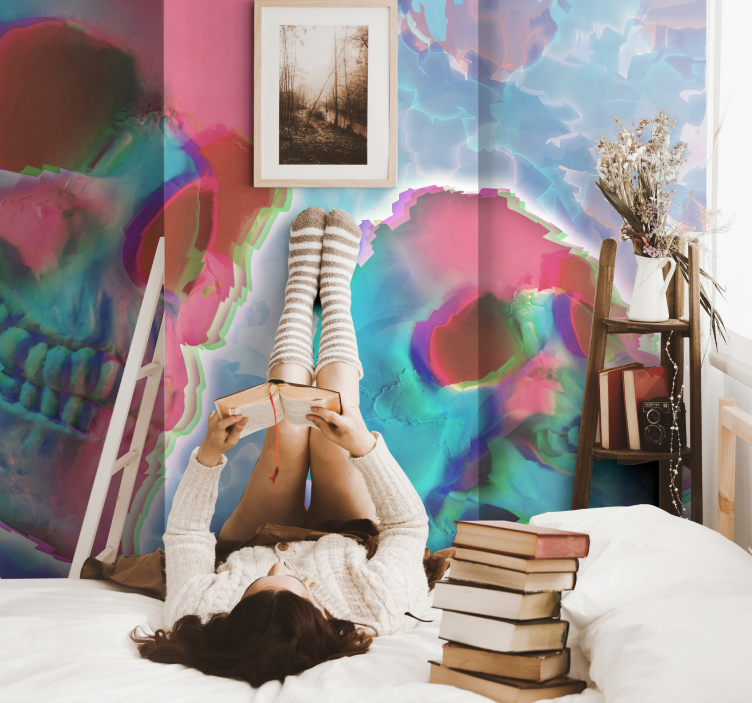 Psychedelická nástenná fototapeta smrti hlavy - Tenstickers