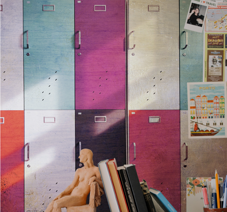 Rôzne farebné skrinky do obývačky nástenná fototapeta - Tenstickers