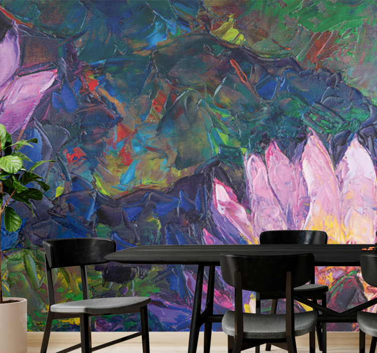 Ružový abstraktné krištáľové kvety 3d fototapeta - Tenstickers