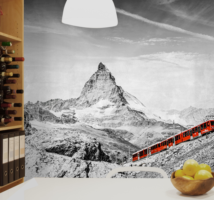 šedé hory prechod cez vlak príroda fototapeta - Tenstickers