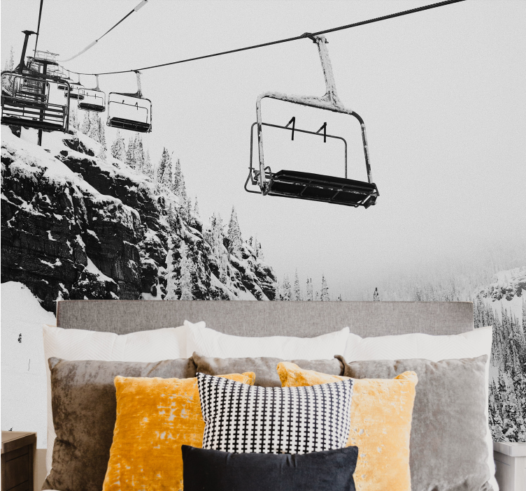 Nástenná fototapeta sivej škály lanoviek - Tenstickers