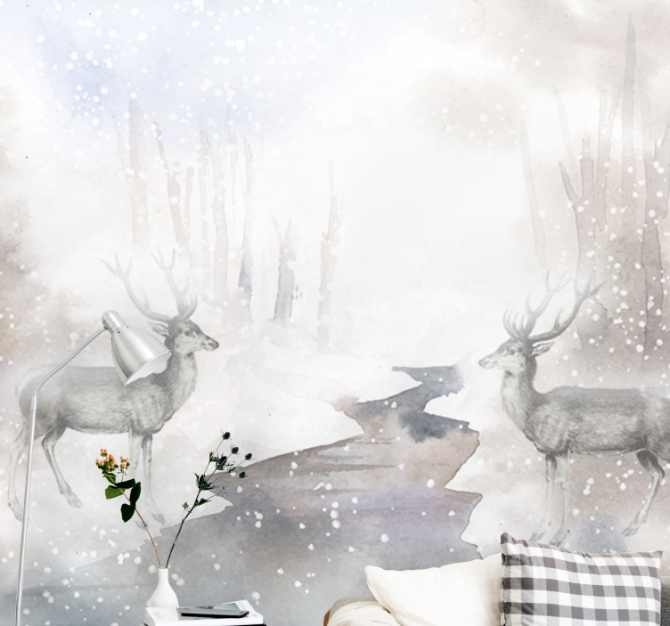 Umelecký les biely jeleň príroda fototapeta - Tenstickers