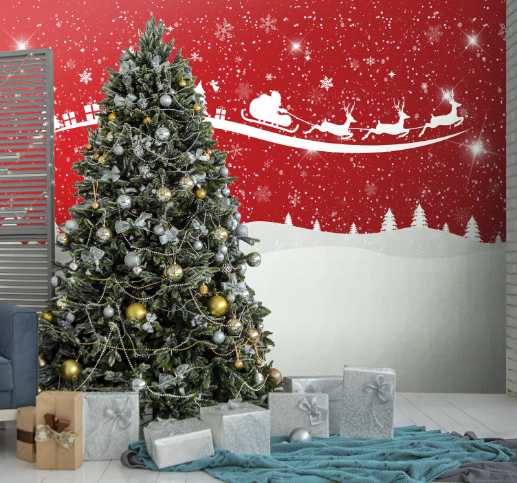 Vianočné fototapety s vianočným saním santa clausa - Tenstickers